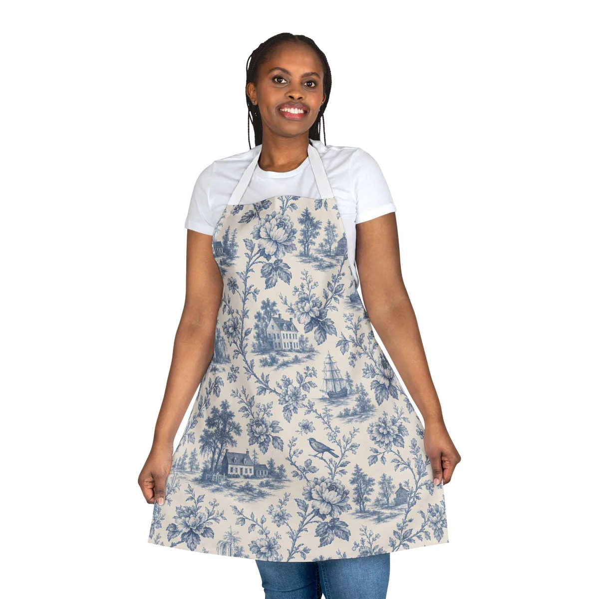 Blue Toile Cottage Pattern Apron
