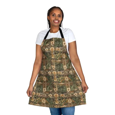 Medieval Floral Lattice Print Apron