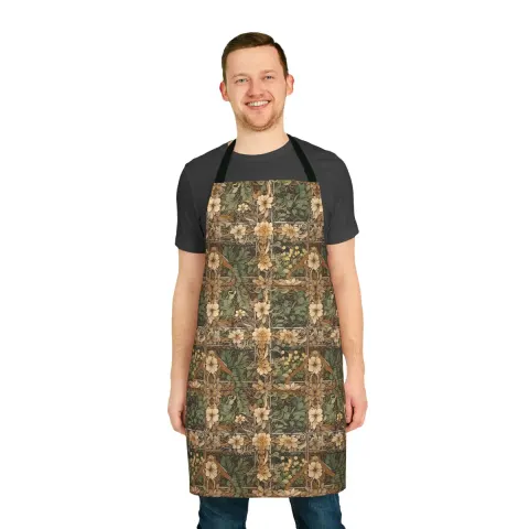 Medieval Floral Lattice Print Apron, view 3