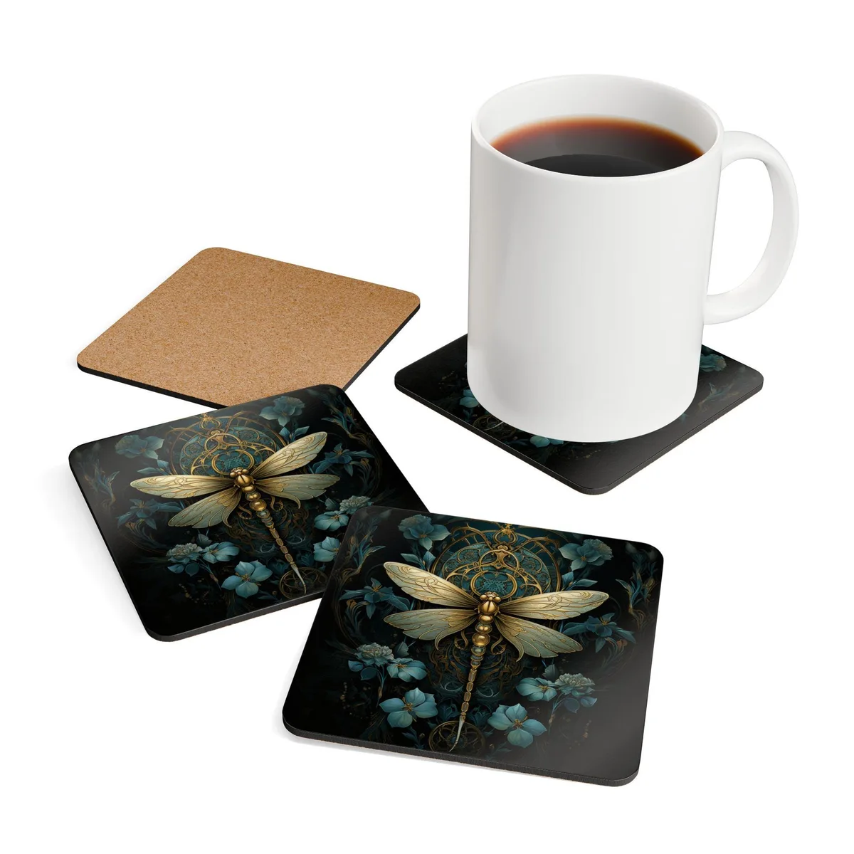 Gothic Gilded Dragonfly Coasters