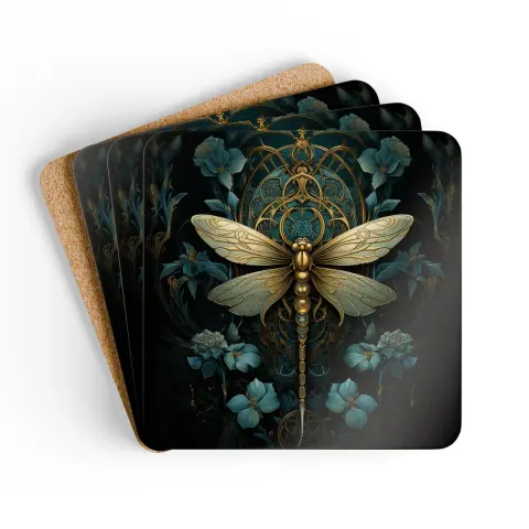 Gothic Gilded Dragonfly Coasters, view 2