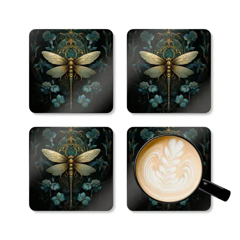 Gothic Gilded Dragonfly Coasters, view 3
