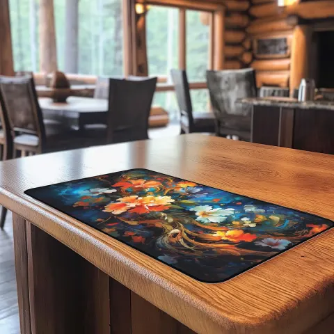 Abstract Japanese Floral Countertop Mat, view 2