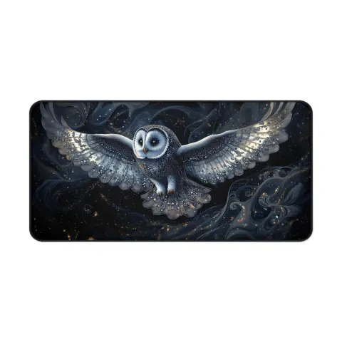 Countertop Mat with Celestial Blue Gray Owl Counter Mat, view 3