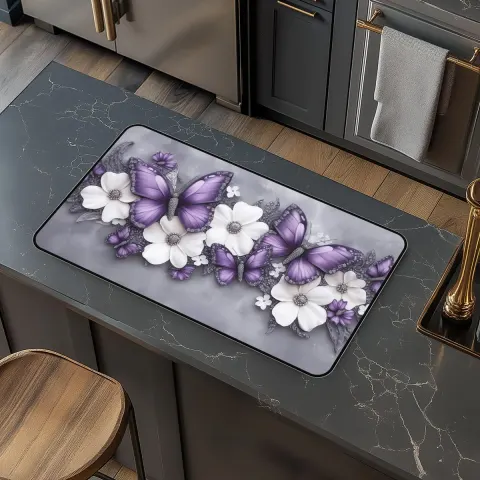 Purple Butterfly Coffee Bar Mat