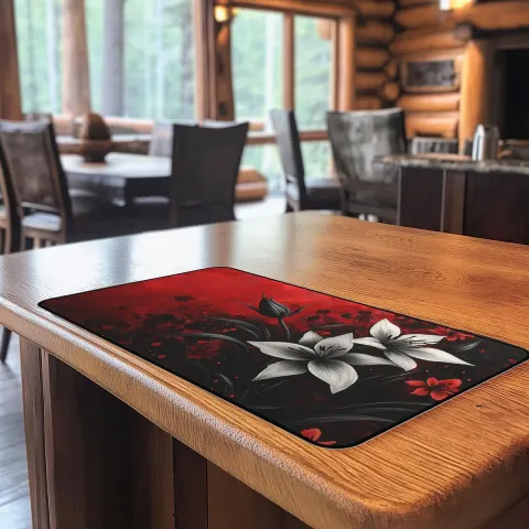 Gothic Spider Lilies Countertop Mat: Unique Coffee Bar Decor Counter Mat, view 2