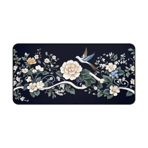 Chinoiserie Print Floral and Bird with Blue Backdrop Counter Mat, view 3