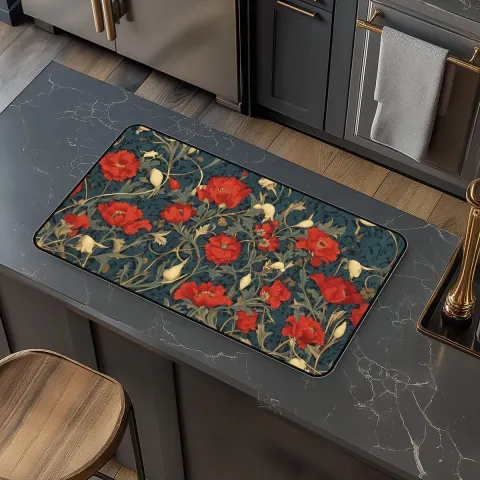 Medieval Floral Tapestry Style Art Counter Mat