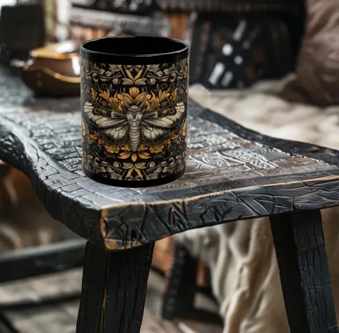 Art Nouveau Floral Moth Mug