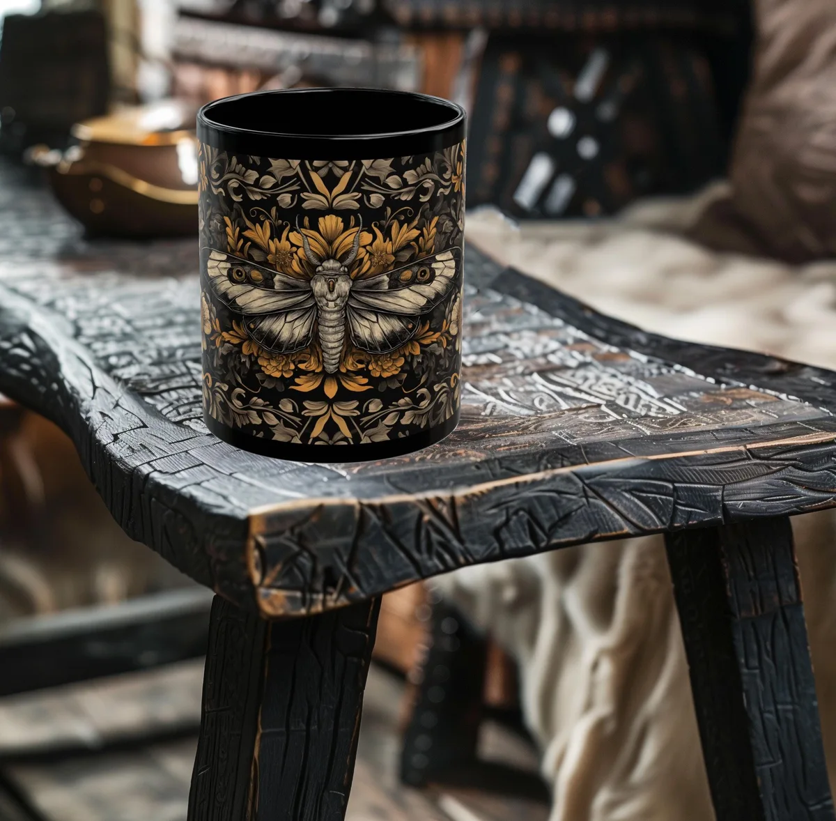 Art Nouveau Floral Moth Mug