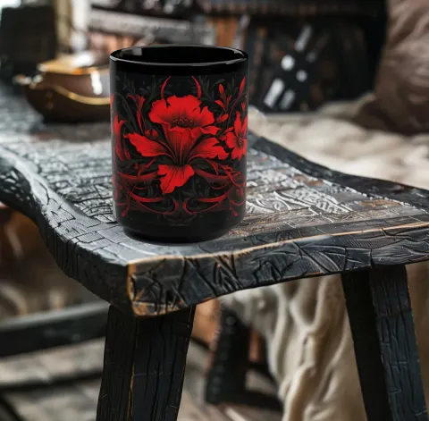 Crimson Floral Mug