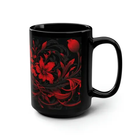 Crimson Floral Mug, view 3