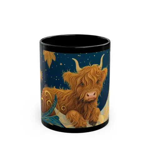 Baby Highland Cow on the Moon Mug, view 2