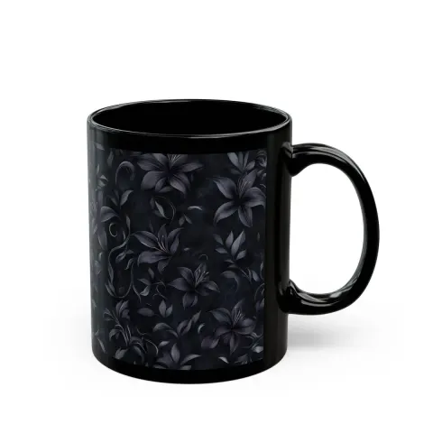 Gothic Black Lilies Mug, view 3