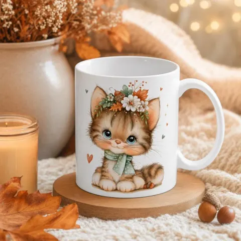 Kitten Illustration Mug, view 2