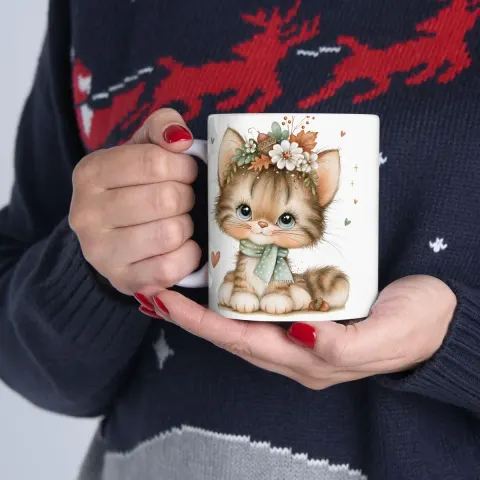 Kitten Illustration Mug, view 3