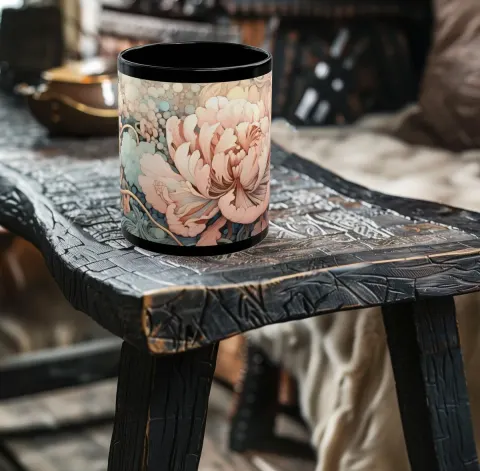 Pastel Pink and Blue Art Deco Floral Mug