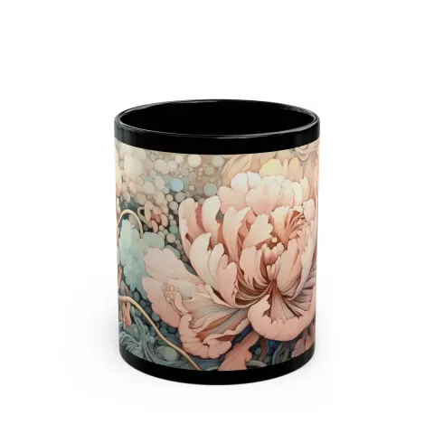 Pastel Pink and Blue Art Deco Floral Mug, view 2