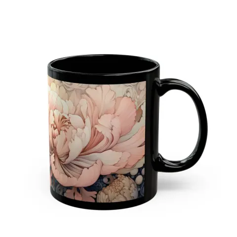Pastel Pink and Blue Art Deco Floral Mug, view 3