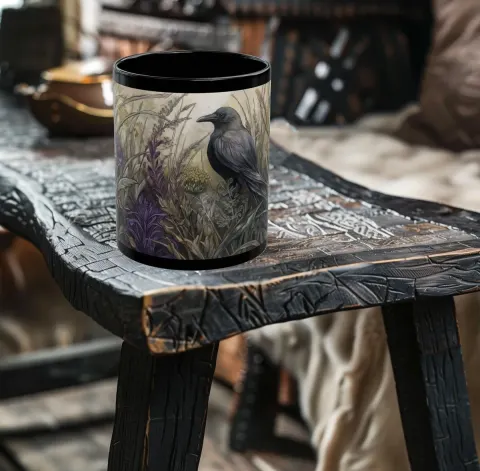 Enchanted Crow and Wildflowers Mug