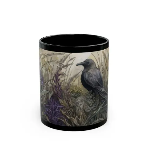 Enchanted Crow and Wildflowers Mug, view 2