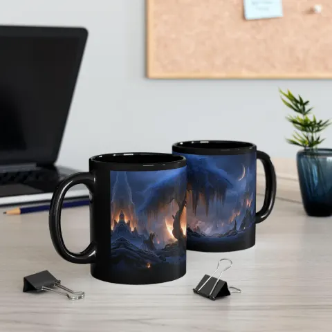 Enchanted Mystic Wisteria Black Mug, view 3