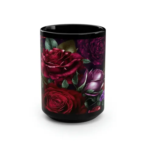 Gothic Purple and Burgundy Rose Coffee Mug, view 3