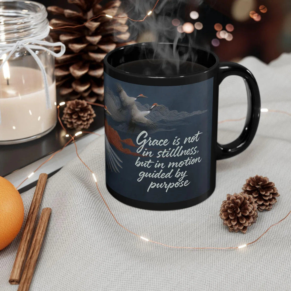 Japanese Crane Inspirational Art Mug