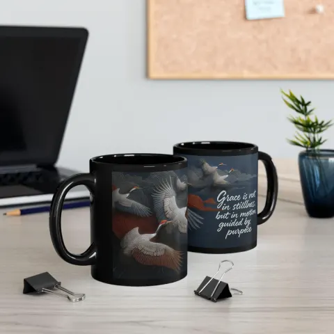 Japanese Crane Inspirational Art Mug, view 3