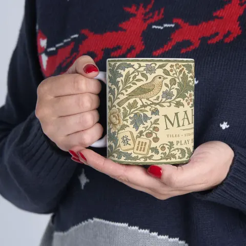 Mahjong Play Beautifully Floral Pattern Mug, view 2