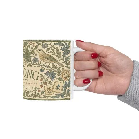 Mahjong Play Beautifully Floral Pattern Mug, view 3