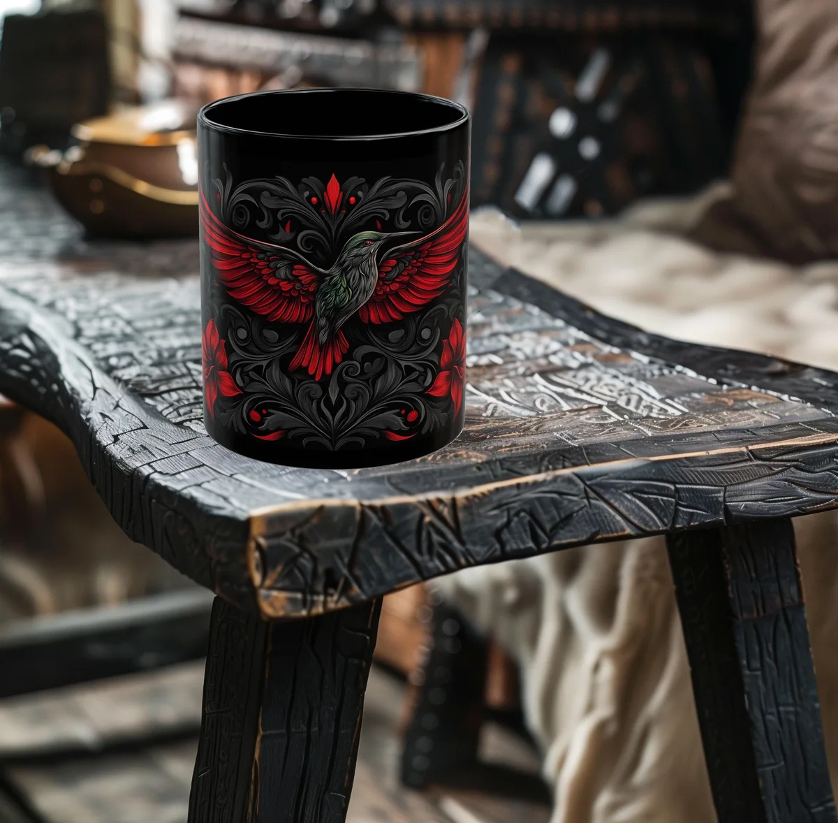 Majestic Red Winged Hummingbird Mug