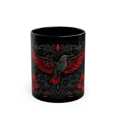 Majestic Red Winged Hummingbird Mug, view 2