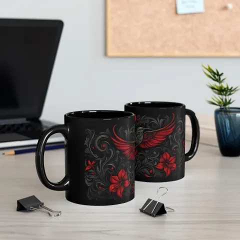 Majestic Red Winged Hummingbird Mug, view 3