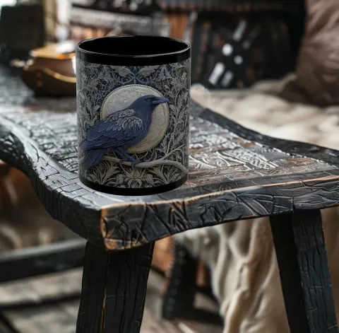 Medieval Crow and Moon Mug