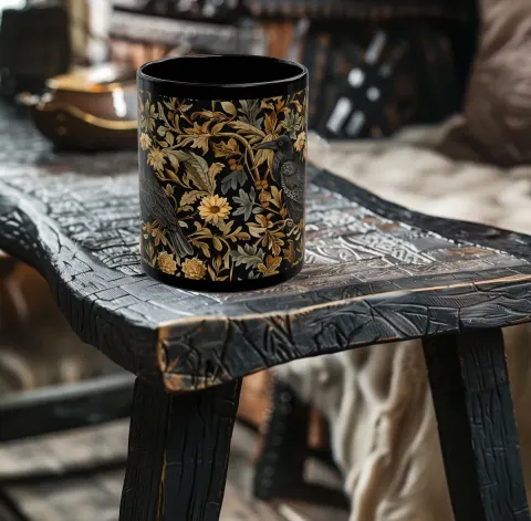 Medieval Floral Crow Mug, view 2