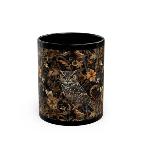 Medieval Floral Owl Mug, view 2