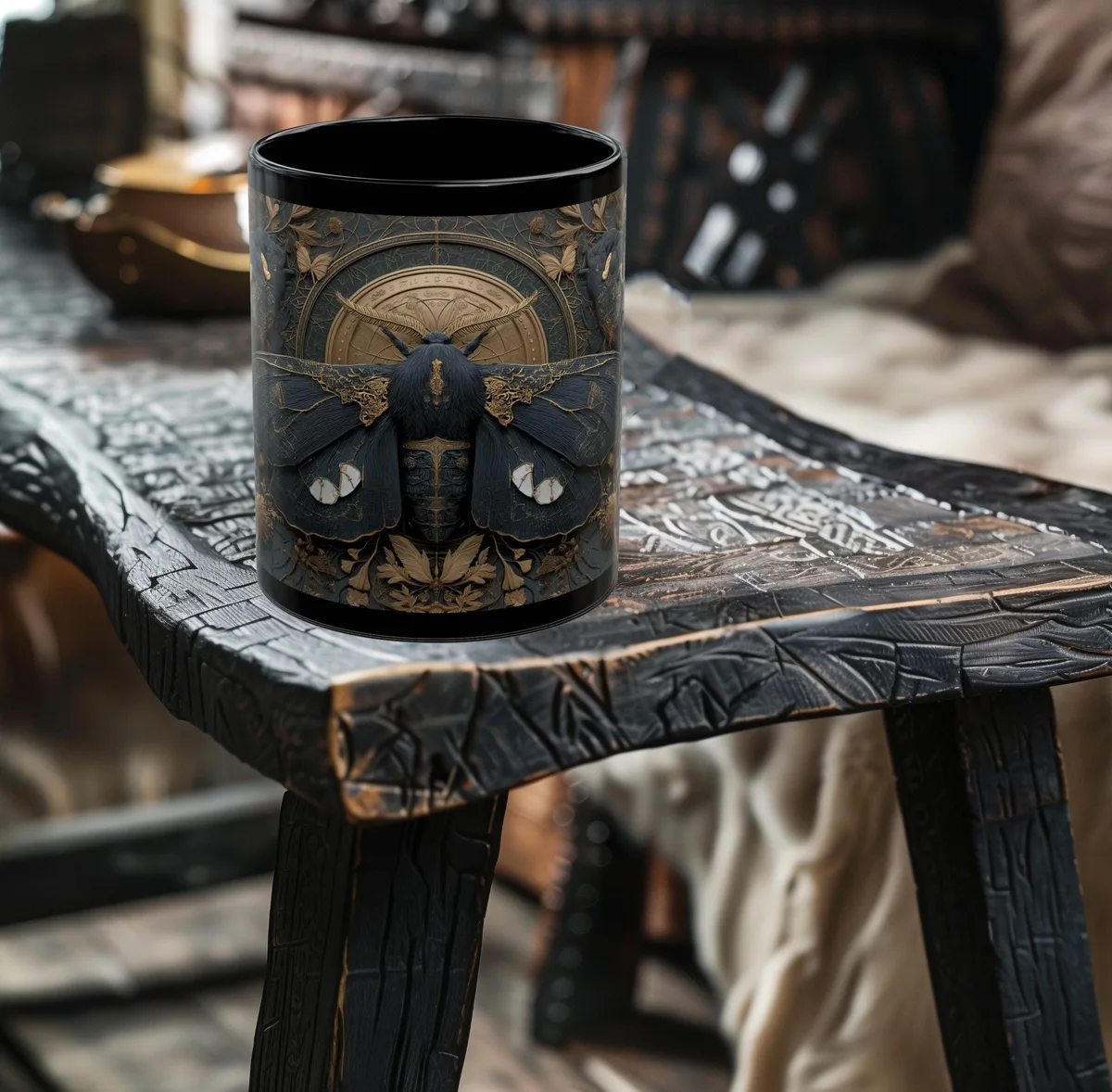Medieval Gothic Moth Mug