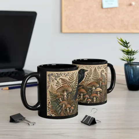 Medieval Mushroom Crow Mug, view 2