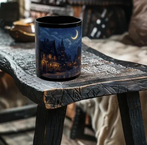 Medieval Town at Night Mug