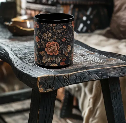 Old World Medieval Style Flowers Mug