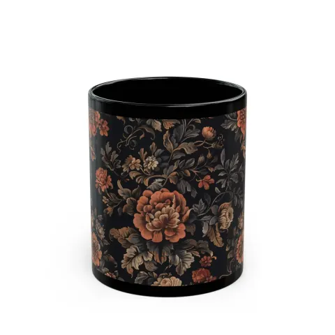 Old World Medieval Style Flowers Mug, view 2