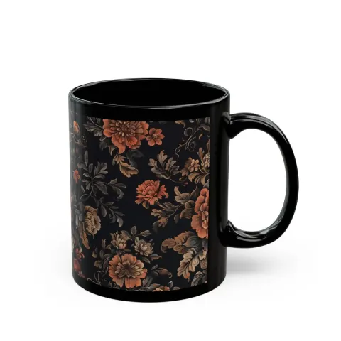 Old World Medieval Style Flowers Mug, view 3
