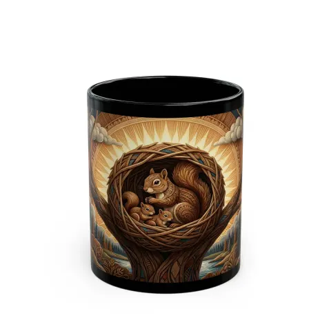 Squirrel Nest Woodland Art Coffee Mug, view 2