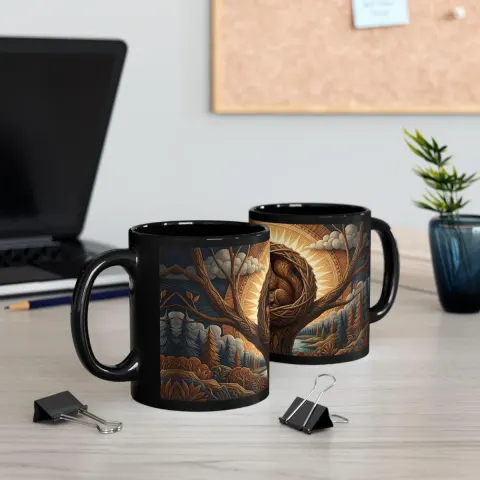 Squirrel Nest Woodland Art Coffee Mug, view 3