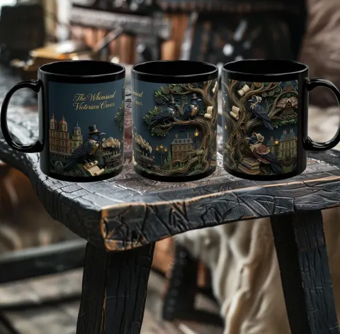 The Whimsical Victorian Crow Coffee Mug
