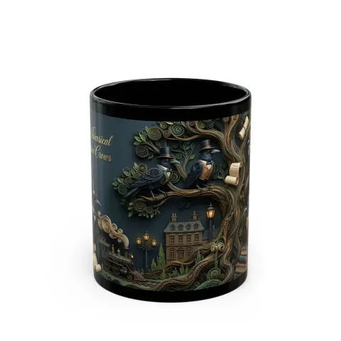 The Whimsical Victorian Crow Coffee Mug, view 2