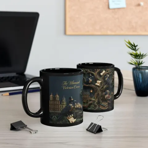 The Whimsical Victorian Crow Coffee Mug, view 3