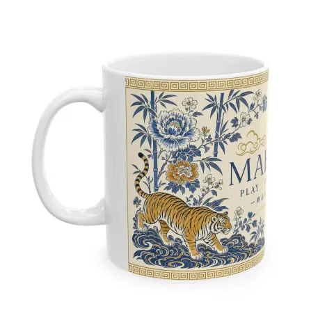 Tigers & Peonies Mahjong Coffee Mug, view 2