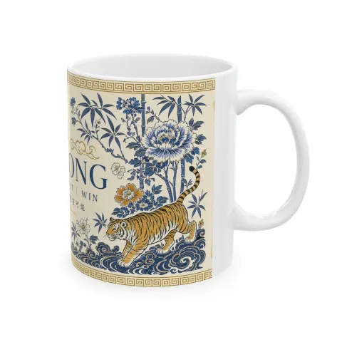 Tigers & Peonies Mahjong Coffee Mug, view 3